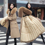 Send To Overcome Cotton-Padded Clothes And Velvet Winter New Down Cotton Clothes Female Long Korean Version Of The Waist Large Size Cotton-Padded Jacket Coat Thick-Outfit