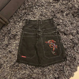 Y2k Denim Shorts Street Hip-Hop Retro Graphics Black Loose Gothic