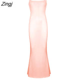 Women Low-Cut Bandage Straps Plain Knitted Bodycon Dress Solid Color Summer Long Party/Club/Bar Sling