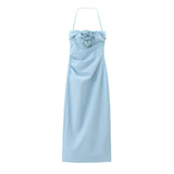Summer Embossed Flower Dress Forked With Chest
