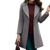And Winter Long Korean Version Of The Lady's Collar Showing Thin Solid Color Slim Woman's Hair Coat
