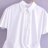 New Spring Poplin Waist Shows Thin Lace Fashion Shirt