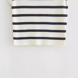 New Short Style Slim Short-Sleeved Striped Knitted Blouse In