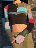 Color Block Striped Long Sleeve Bolero Cardigan-Outfit