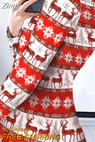 Christmas Romper Women Xmas Print Long Sleeve Sleepwear Pajamas Bodysuit Playsuit Romper Nightwear Adults