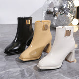 Zingj High Heel Ankle Boots Women's Boots 2023 New Thick Heel Rear Zipper Thin Boots Chelsea Spring And Autumn Single