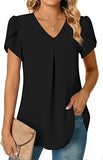 Zingj Wise Hot Style Summer Simple Women V-Neck Petal Sleeve Shirt Women's