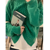 Zingj Fairy Purple Head Twist Sweater Female 2023 Autumn Winter Loose Retro Gentle Lazy Wind