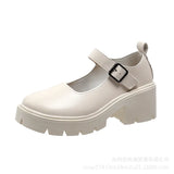 Zingj Head Small Leather Shoes Female British Wind 2023 New Spring Jk Uniform Thick Platform Korean Version Lady Mary Jane Shoes-Outfit