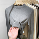 Pat Small Standing Collar Bottomed Blouse Women's Autumn And Winter Thread Foreign Style New Elastic Soft Waxy Pro-Skin Grinding