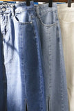 Slit Long Denim Skirts For Women Jeans White Summer 2023 Maxi Skirt Pencil Khaki Denim Skirt High Waist Office For