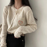Vintage Cable Knit Slim Knitted CardiganOutfit