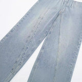Spring Style Deconstructed Mid-Waist Fashion Wide-Leg Jeans