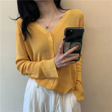 Zingj Sweater With Cardigan Shawl Loose Coat Female Autumn Korean Version Thin Sunscreen Shirt V-Neck Long Sleeve Jacket-Outfit