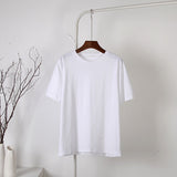 100% Cotton Basic T Shirt Women Summer New Oversized Casual Solid Tee Female Loose Short Sleeve Soft 10 Color