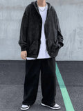 Men's Vintage Wash Black Zip-Up Hoodie- Outfit