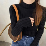 Zingj Sweater Women's Thin Half-High Collar Solid Color Knitted Sweater 2023 Autumn And Winter New Stylish Slimming