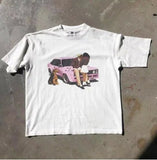 Version Simple Minority Design Cartoon Long Printed Cotton T-Shirt Men's Hip-Hop Harajuku Y2k Loose Couple