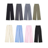 New Spring Style Pleated Front High Waist Trousers