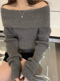 Solid Off Shoulder Knit Sweater- Outfit
