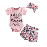Girl Clothes Infant Baby Girl Sets Letter Romper+Flower Print Pants+Hairband Baby Girl Outfits 0-24M Baby Ensemble