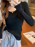 Zingj Neck Sweater 2023 New Female White Bottomed Sweater With Spring And Autumn Thin Sweater Long Sleeves Early Autumn
