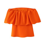 2024 New Street Style One-Word Open-Shoulder Simple Blouse