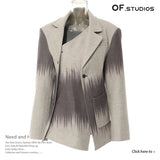 Autumn And Winter British Style Geometric Print Personality Cut To Repair The Body Hair Coat Woman