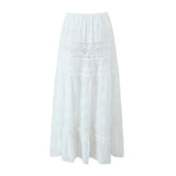 French Holiday Lace Spliced Blouse Lace Long Dress Suit In
