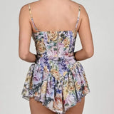 Multicolor Floral Print Sexy Sling Dress Women Summer Chiffon Super-Short Dress Holiday Beach Sundress