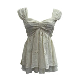 Wind Sling Vest Bow Folded Burst Embroidered Doll Shirt To Take Sleeveless Top