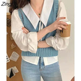 Sweater Vest Women Simple Lovely Schoolgirls Basic Autumn Chic Knitwear All-match Cozy Sleeveless Stylish Ins Teens