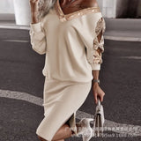 Zingj Series) 2023 Women's Fashion V-Neck Dress Top Skirt