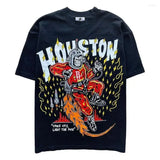 Men's T-Shirt Pure Cotton Street Clothing Animation Leisure Oversized Basketball Printed Short-Sleeved Shirt