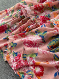 Women Floral Printed Long Dress Sexy V-Neck Short Sleeve High Waist Ruffle Beach Vacation Vestidos Female Maxi Robe