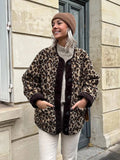 Women's Autumn And Winter Leopard Print Casual Loose Long-Sleeved Coat Women