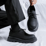 Zingj 2024 New Hot Style Casual Leather Shoes Spring And Autumn Black Low-Top Martin Boots Versatile Platform Shoes