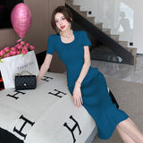 Zingj Style Design Short-Sleeved Knitted Dress For Women In Summer, A New High-End Dress With Thin Waist And