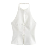 New Collar Bow Decoration Solid Color Blouse
