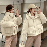 Cotton-Padded Jacket Women's Short Style 2024 New Winter Cotton-Padded Jacket Korean Version Loose And Thick Bread Jacket Small Cotton-Padded Coat-Outfit