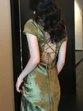 New Summer Elegant Women Bodycon Bandge Midi Dress Vestidos Female Vintage Slim