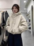 European Goods Hooded Clip Cotton Charge Coat Coat Female Design Sense Autumn Winter New Loose Show Thin Versatile Jacket Tide-Outfit