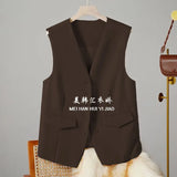 Zingj Vest Female 2024 Spring And Autumn New Korean Version Of Foreign Fashion Trend Vest Rice White Horse Clip Suit