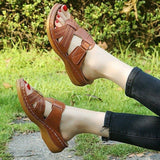 Zingj Women's Shoes 2024 Summer New One-Shaped Hollowed-Out Fish Mouth Slope Heel Magic Paste Sandals Slippers Women's Large Size Women's