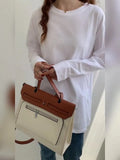 Spring And Autumn Dress New Loose White Bottomed Shirt For Women With Medium-Long Cotton Long-Sleeved T-Shirt