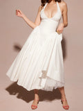 White Backless Long Dress Women Fashion Slim O Neck Sleeveless Vestidos 2024 Summer fashion Ladies Holiday Party