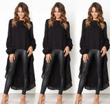 Women Chiffon Dresses Fashion Black Red Long Sleeve Spring Summer Woman Dress Vestido De Mujer Femme Robe