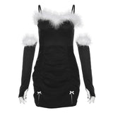 Zingj Sexy Hot Girl Fall Women's New Christmas Atmosphere Feeling Wool Edge Stitching Pleated Sexy Thin Slip Skirt-Outfit