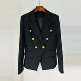 High-Grade Sharp Star Suit Jacket Female Metal Lion Head Buckle Double Buckle Small
