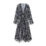 Spring Animal Print Silk Satin Dress